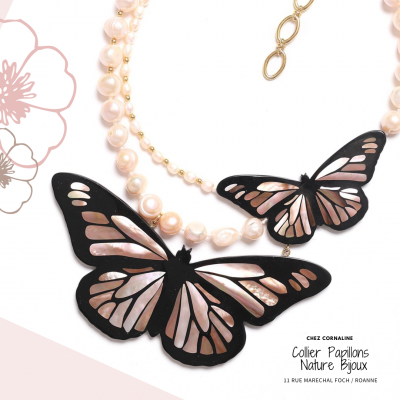 Collier nature bijoux papillons roanne