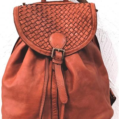 Sac a dos marron cuir